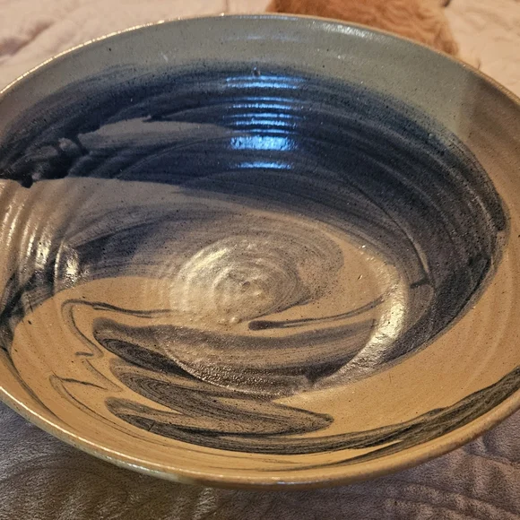 Bromwell Artistic Ceramic Bowl with Blue Swirl Design - Picture 3 of 9